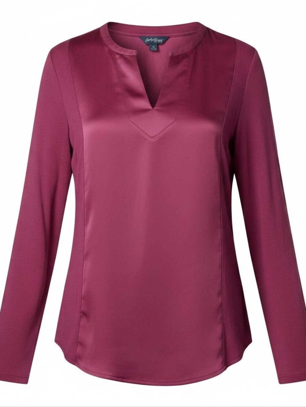 LUCKY BRAND | Women's Burgundy Long Sleeve Satin Front Casual Office Blouse | XS